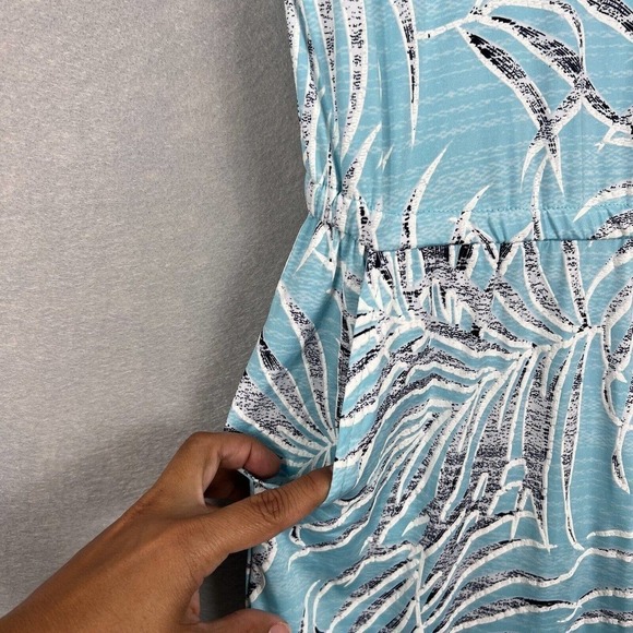 Clara Sun Woo Jumpsuit Wide Leg Crop Small Blue Tropical Palms Pockets - Picture 6 of 16